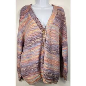 Torrid Multicolor Knit Cardigan Cozy Oversized Pastel Sweater 3
